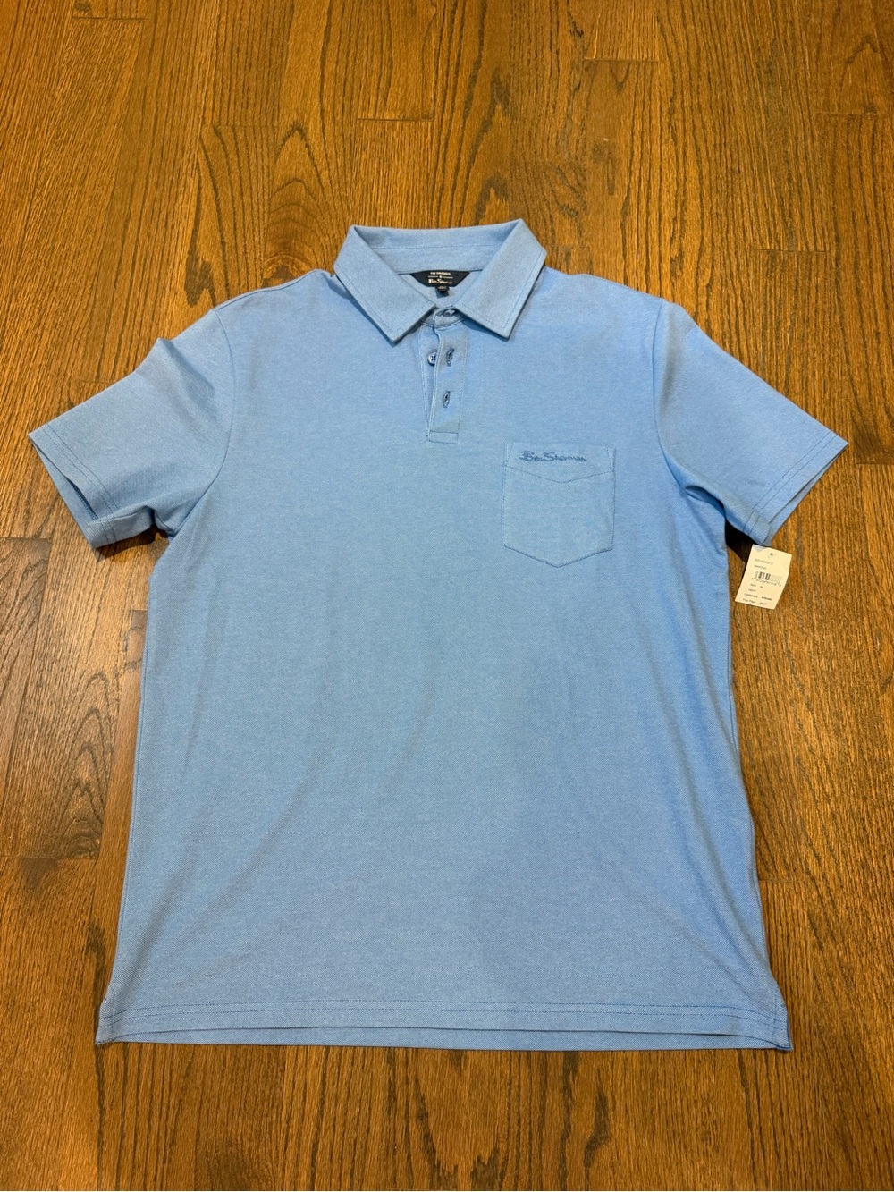 New With Tags Ben Sherman Light Blue Men's Polo Shirt - Classic Short Sleeve